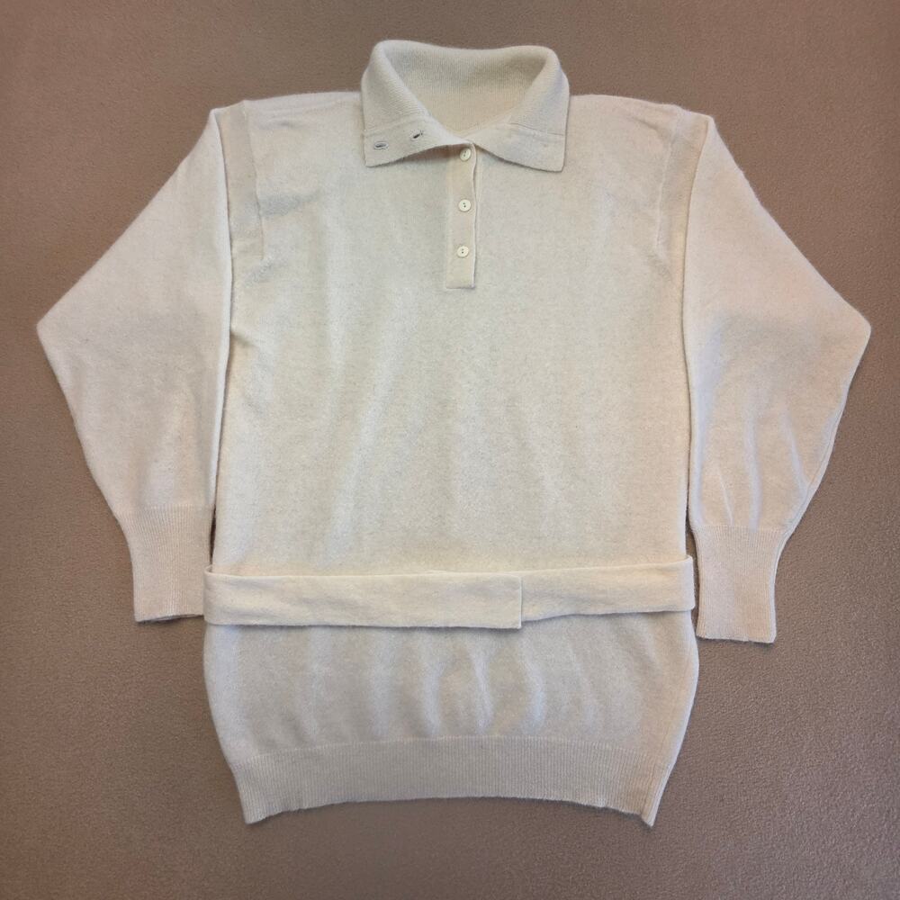 Lord & Taylor Vintage 70s 80s Collared Wrap Sweater Lambswool Angora Sz Large